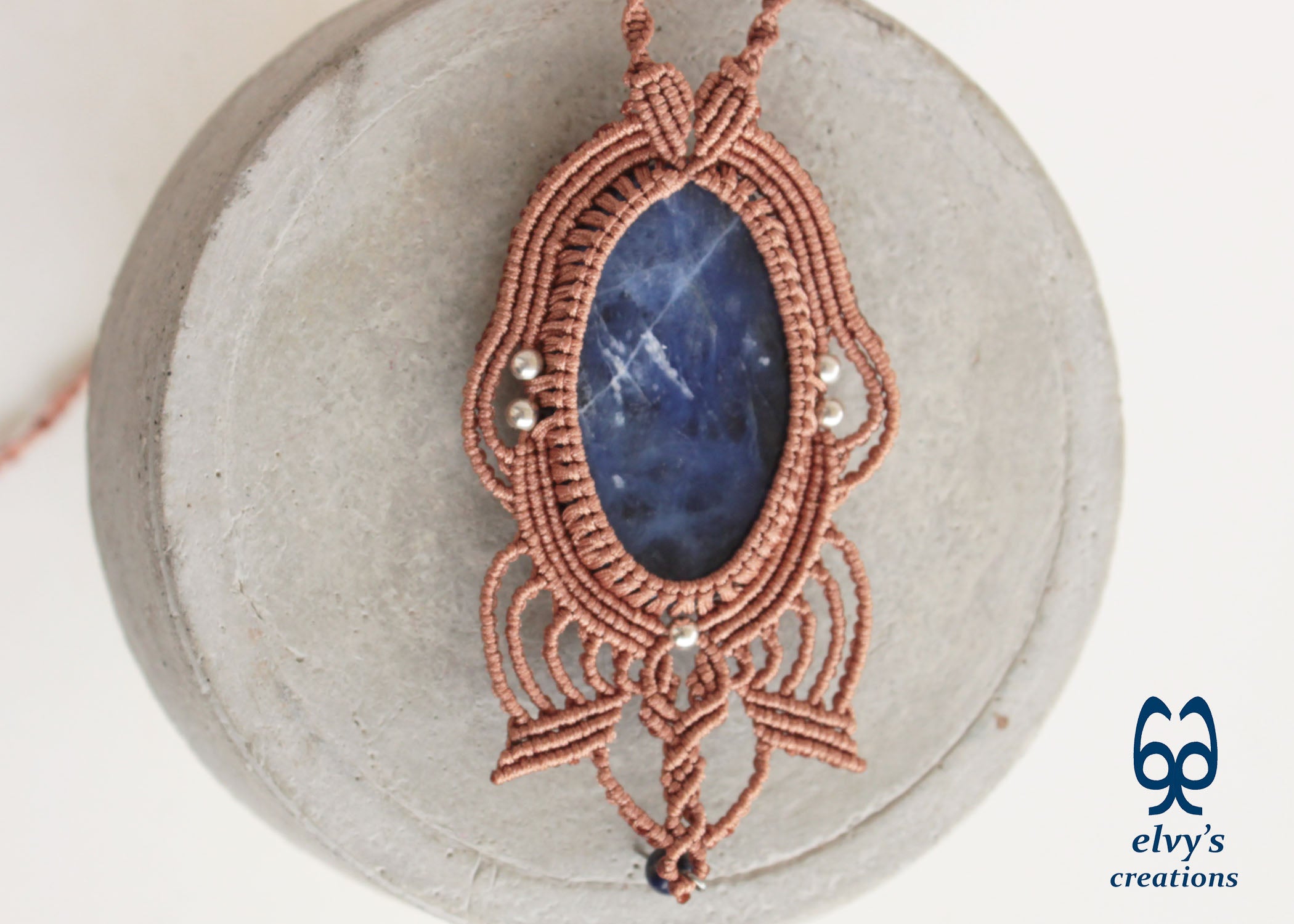 Lapis retailer lazuli macramé necklace