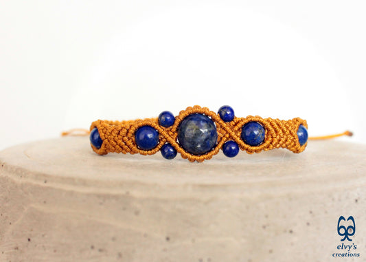 Handmade Macrame Bracelet, Gemstone Beaded Cuff, Unique Birthday Gift for Women