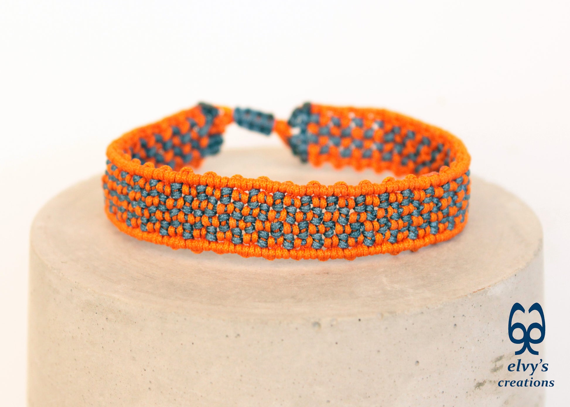 Orange and Gray Macrame Bracelet Adjustable Cuff Bracelet Woven Party Wristband Bracelet for Women Birthday Gift for her