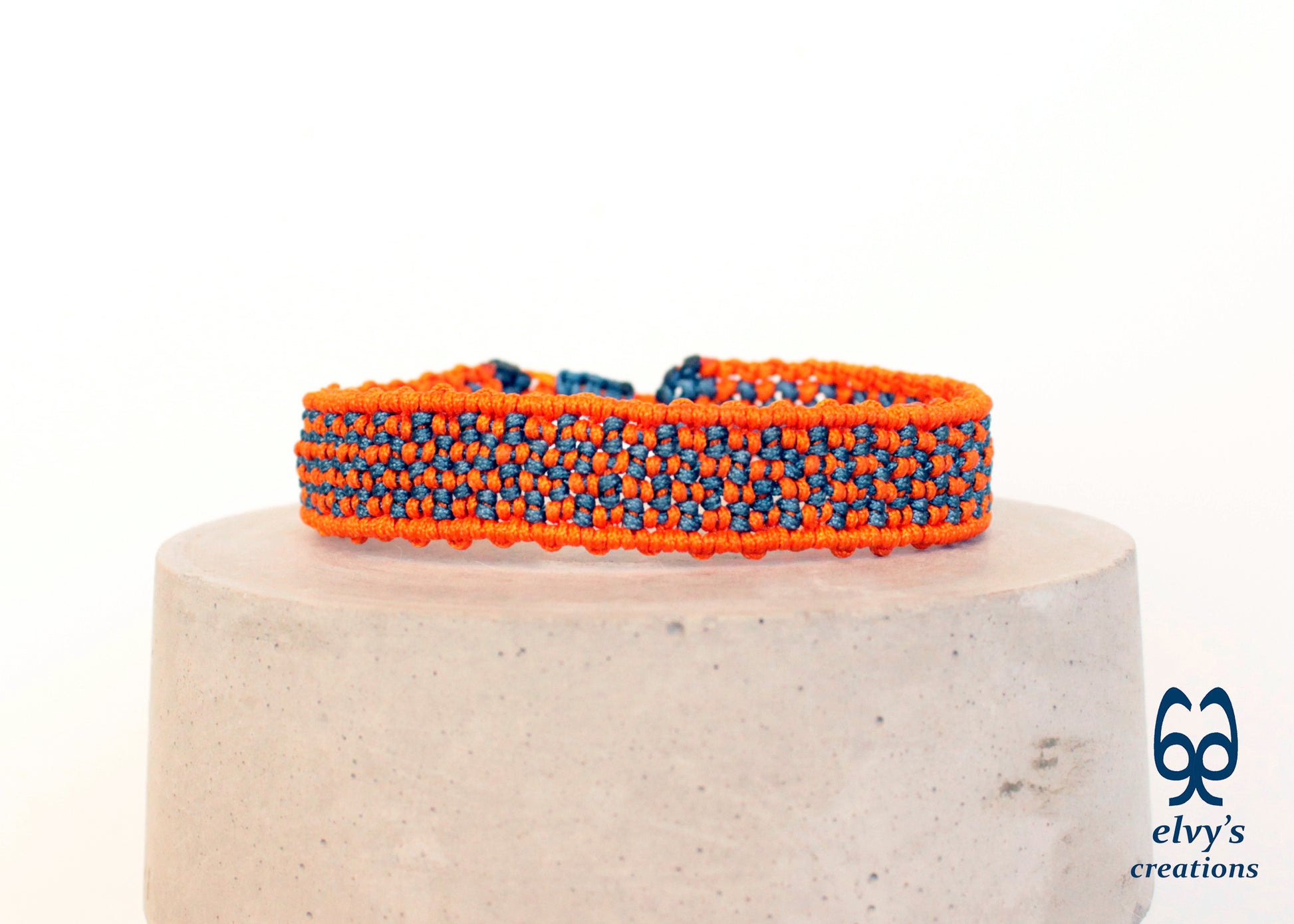 Orange and Gray Macrame Bracelet Adjustable Cuff Bracelet Woven Party Wristband Bracelet for Women Birthday Gift for her