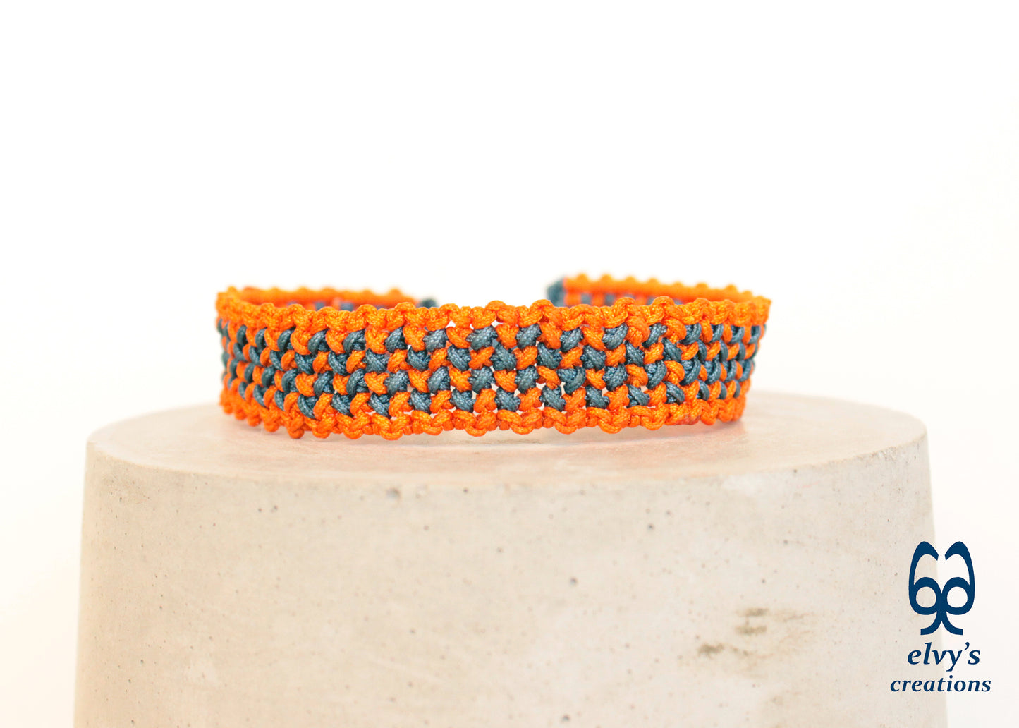 Orange and Gray Macrame Bracelet Adjustable Cuff Bracelet Woven Party Wristband Bracelet for Women Birthday Gift for her