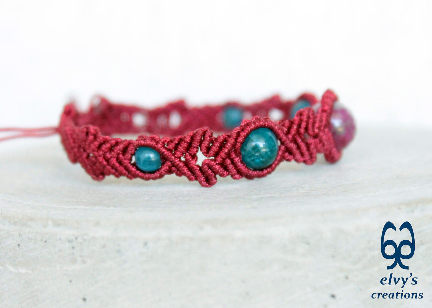 Handmade Macrame Bracelet, Ruby Agate Gemstone Beads Bracelet, Unique Birthday Gift for Women